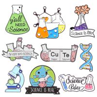 【CW】 Science Is Real Enamel Pin Chemical Brooch Beaker Test Tube Microscope Badge Lab Jewelry