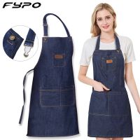 Unisex Simple Denim Apron Kitchen Accessory Sleeveless Apron Cooking Restaurant Barista Work Apron Durable Sanitary Baking Apron