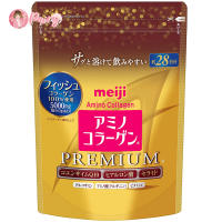 (Refill สูตรพรีเมี่ยม-ซองทอง) Meiji Amino Collagen Premium 5,000 mg 28วัน (196 กรัม) เมจิ อะมิโน คอลลาเจน ชนิดผง คอลลาเจนเปปไทด์