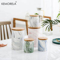 Kemorella เซรามิกออแกไนเซอร์จัดเก็บกาแฟชาภาชนะครัวถังเก็บที่มีฝาครอบขวดเก็บหินอ่อนขวดเก็บ