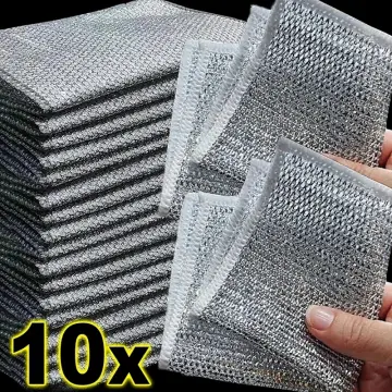 1/3/5/10Pcs New Thickened Steel Wire Cleaning Cloth Non-Scratch  Double-layer Iron Microfiber Mesh Dishrag Washing Pot Rags Kitchen Towels