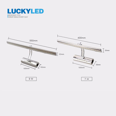 LUCKYLED Led Mirror Light With Switch 7W 9W 220V 110V Wall Mounted Wall Lamp Indoor Modern Bathroom Light Waterproof Stainless