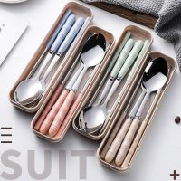 3/4pcs Stainless Steel Tableware Set Knife Fork Spoon Travel Flatware With Box Kitchen Accessories Portable Cutlery Set Flatware Sets