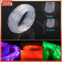 PLLEWY 50mx0.75mm/1.0mm DIY ชัดเจน การตกแต่ง PMMA ไฟ LED สายไฟเบอร์ออปติก End Glow