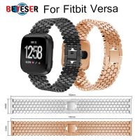 ❂✙ Pasek do zegarka Fitbit Versa versa 2 stalowa opaska na nadgarstek z 5 koralikami okrągły Rhinestone inkrustowane stałe wymienić opaski akcesoria