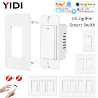 US AU ZigBee 3.0 Tuya Smart Life สวิตช์ปุ่มกดไร้สาย Wall Voice รีโมทคอนล Two Way With Neutral USA 1 2 3 4 Gang