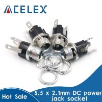 10Pcs 5.5 x 2.1mm DC Power Supply Jack Socket Female Panel Mount 3-Pin Electrical Socket Connector  Wires Leads Adapters