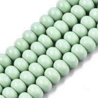 1Strand Opaque Solid Color Glass Beads Strands Rondelle Pale Green 10.5x7mm Hole: 1.2mm about 56-58pcs/Strand 15-1/2 inch~16-1/8 inch(39.5~41cm)