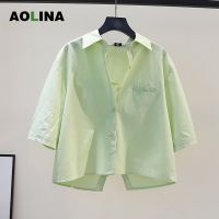 AOLINA เสื้อแขนสั้นผู้หญิงแขนสั้นฤดูร้อน Atasan Sifon รับการออกแบบ2023