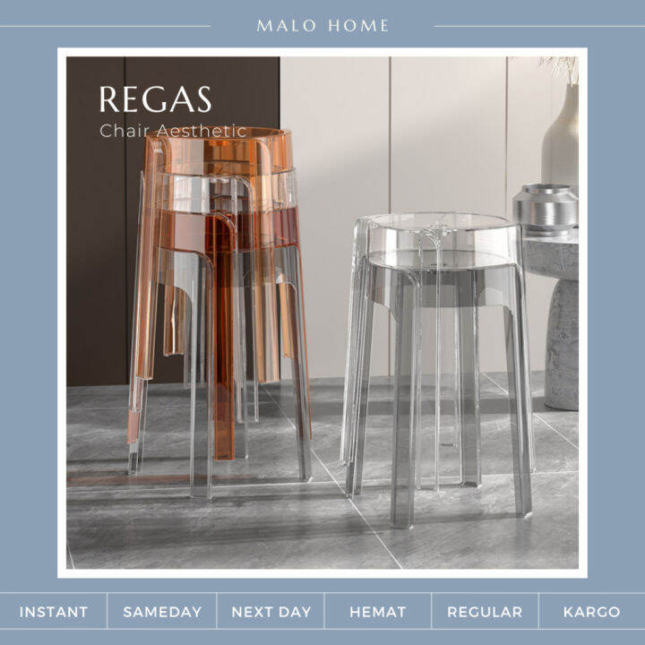 MALOHOME REGAS Chair Aesthetic Kursi Transparan Kursi Cafe Kursi