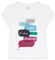 AIIZ (เอ ทู แซด) - เสื้อยืดเด็กผู้หญิง ลายกราฟิก ผ้าคอตตอน Girls White Tee Graphic