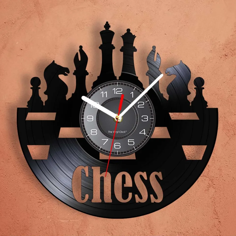 Chess Vinyl Album Re-purposed Record Clock Circular Layout Non-Ticking  Silent Wall Clock Hanging Home Decor For Chess Fanatic - AliExpress