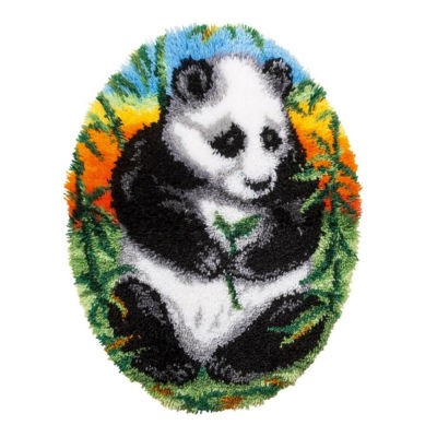 Latch Hook พรมพิมพ์ลาย Panda Crochet Strings Do It Yourself งานอดิเรกและเย็บปักถักร้อยตกแต่งบ้าน DIY Rug