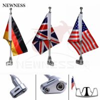 ♞✆ Motorbike Silver Aluminum Rear Mount Flag Pole Country Flag for Honda Goldwing GL1800 GL1500 GL1200 2001-11 Harley Touring