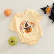 Newborn Girl Halloween Romper, Short Sleeve Pumpkin Letter Printed Round