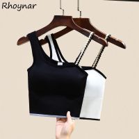 [A LIKE] Camisole ผู้หญิงแฟชั่นนักออกแบบใหม่เซ็กซี่ Cropped Tops สายสปาเก็ตตี้ BacklessAll Match KoreanCasual หญิง Ins