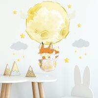 【Zooyoo】Fox Bunny Planet Clouds Stars สติ๊กเกอร์ติดผนัง Bedroom Wall Beautification สติ๊กเกอร์ประดับผนัง