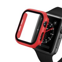 กรอบกันชนปกป้องหน้าจอแบบแข็งเคสสำหรับ Apple Watch 8 7 6 5 4 3 2เคสกระจกเทมเปอร์ฟิล์ม Iwatch 45มม. 41มม. 44มม. 40มม. 42 38