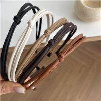 【YF】 Korean Vintage Knotted Thin PU Leather Solid Color Headband Simple Temperament Elegant Hair Band Hoop Accessories