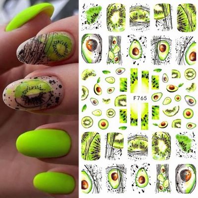 Stiker Kuku 3d Motif Buah Alpukat / Daun / Bunga / Geometri Untuk Dekorasi Nail Art 5211059┇