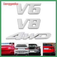 LIANGYAOKU ประตูท้ายรถ V6 4WD แบบทำมือสติกเกอร์ติดรถยนต์โครเมี่ยม V8ฝากระโปรงท้ายสติ๊กเกอร์แต่งรถ3มิติ