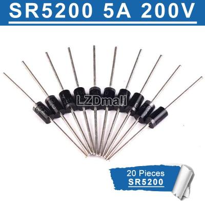 20ชิ้น SB5200 SR5200 MBR5200ตัวปรับกระแส Schottky ไดโอด5A 200V DO-201AD ทำ-27ใหม่ดั้งเดิม