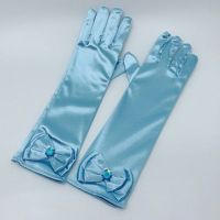 NNJXD Girls Princess Gloves Cosplay Princess Blue Gloves Childrens accessories