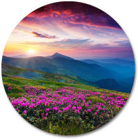 Nature Circular Mouse Pad oleh Smooffly, Nature Purple Flowers Meadow Mountain Customized Round Non-Slip Rubber Mouse Gaming Pad Mouse