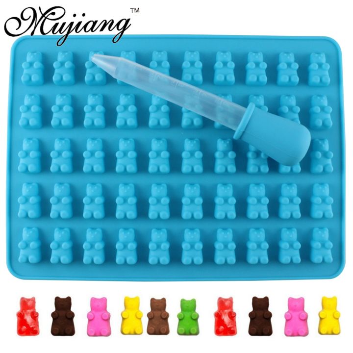 mujiang-50-cavity-bear-silicone-gummy-chocolate-sugar-candy-jelly-molds-snake-worms-ice-tube-tray-mold-cake-decorating-tools