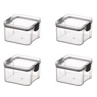 4Pcs Kitchen Sealed Cans, Grain Storage Jars, Refrigerators, Stackable Cans, Transparent Cans, Fresh-Keeping Boxes