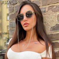 【hot】☒✻▩  Round Sunglasses With Chain 2023 Brand Designer Fashion Oval Glasses Female Shades Punk Eyewear