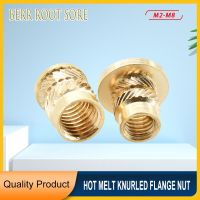 M2 M3 M4 M5 M6 M8 Brass Insert Nut Hot Melt Flange Thread Knurled T-type Copper for 3D Printing Injection Embedment Molding Nuts Nails  Screws Fastene