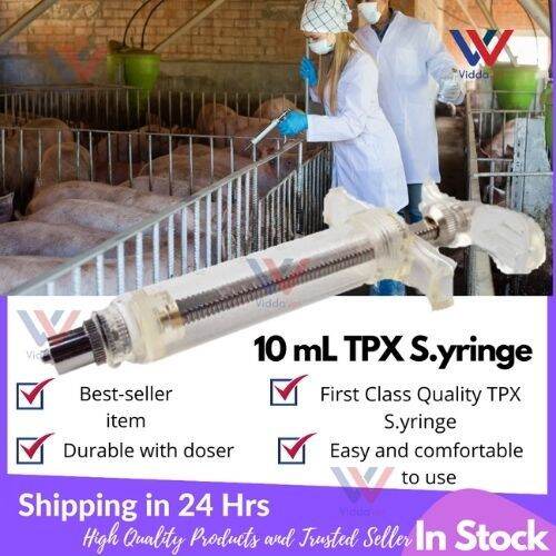 10 ml TPX Heavy Duty Syringe with Luer Lock for animals pig chicken