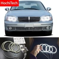 Hochitech ดวงตานางฟ้า Led สีขาวขนาด2600lm สำหรับ Hyundai Grandeur 1998 2005 Drl การวิ่งเวลากลางวันชุดแหวนทรงกลด