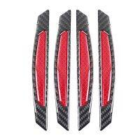 4Pcs Super Red Reflective Stickers Carbon Fiber Strips Car Side Door Edge Bumper Anti-Scratch Protection Guards Trim Stickers Universal