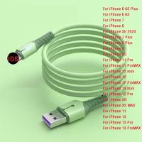 5A สาย USB 0.25ซม./1ม.,สำหรับ iPhone 11 12 Pro Max X XR XS 6 7 8 8P สายชาร์จข้อมูลอย่างรวดเร็วซิลิโคนเหลว