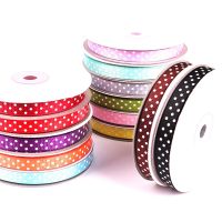 [HOT!] 10mm 25Yards Polka Dots Printed Grosgrain Ribbons Wedding Festival Party Decorations Bow Craft Card Gifts Wrapping Supplies DIY