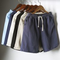 COD SDFERTREWWE Plus Size M-5XL Men Casual Breathable Cotton Linen Beach Shorts Summer Fashion Elastic Waist Bermuda Homewear Short Pants