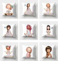 ✲ 9Pcs Yoga Girls Printed Nordic Style Lint-Free Sofa Pillow Covers 45X45cm Pillow Cover Decorative Pillowcover Decor For Sofa Bed