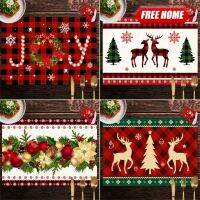 Freehome?คริสต์มาส?แผ่นรองจาน32 × 45ซม. แผ่นกันลื่นกันน้ำซักได้กันรอยห้องครัวตกแต่งคริสต์มาส