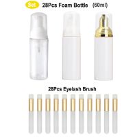 28PCS Foaming Bottle Brush Set Plastic Foam Pump Bottle Empty Face Eyelashes Cosmetic Bottle Cleaner Soap Dispenser Foam Bottle Travel Size Bottles Co