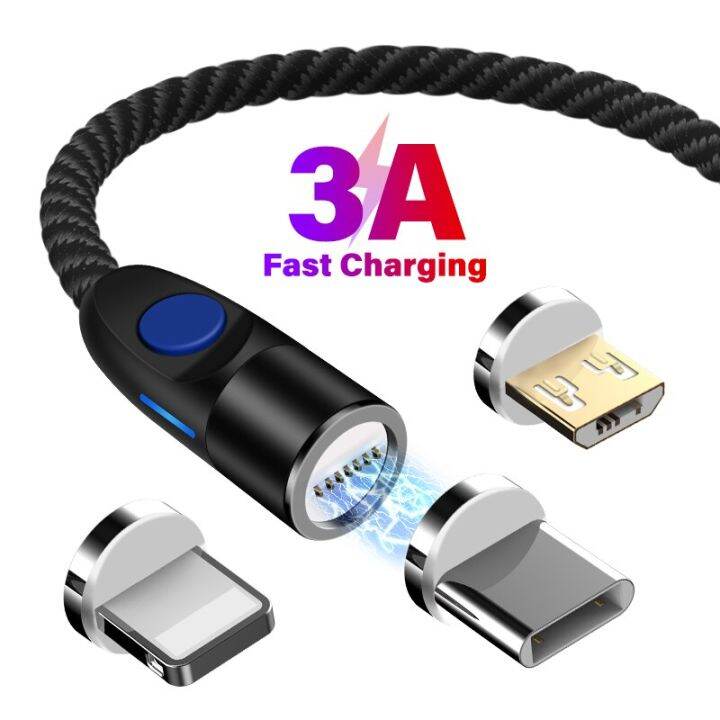 aufu-เคเบิลไมโคร-usb-แม่เหล็ก-type-c-สำหรับ-iphone12-xs-max-xr-สายเคเบิล1m-2m-3a-สายชาร์จเร็ว-type-c-สายชาร์จแม่เหล็ก