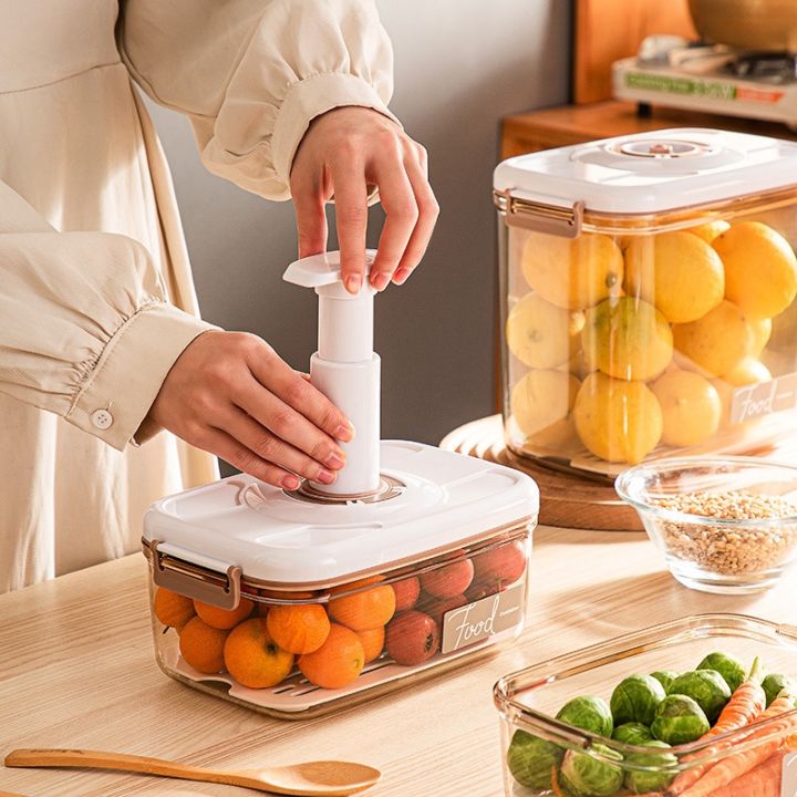 ถ้วยสูญญากาศสูญญากาศปิดผนึกกระป๋องที่เก็บอาหารในตู้เย็นในครัวเรือนผลไม้ที่ระบายน้ำได้