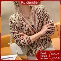 Ruidiandian เสื้อสเวตเตอร์ S-2XL สำหรับผู้หญิงเสื้อแจ็กเก็ตเสื้อคาร์ดิแกนแบบถักแขนยาวเสื้อคลุมฤดูใบไม้ร่วงพิมพ์ลายทางทรงหลวมน้ำหนักเบาแฟชั่นสุภาพสตรียอดนิยม2021ฤดูใบไม้ร่วงใหม่