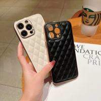 ลายเพชรใช้ได้ 15promax เคสศัพท์ 14pro หนัง 1312p เคสนิ่มชุบด้วยไฟฟ้า เรียบง่าย