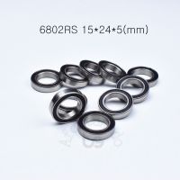 Bearing 10pcs 6802RS 15x24x5(mm) free shipping chrome steel rubber Sealed High speed Mechanical equipment parts