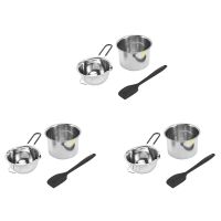 3X Double Boiler Pot Set Stainless Steel Melting Pot with Silicone Spatula for Melting Chocolate,Soap,Wax,Candle Making