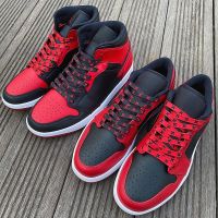 Black Red Banned Shoe Laces for AF1/AJ MWTD Chicago Striped Infrared Banned Shoelaces Flat Basketball Shoe Laces for Sneakers