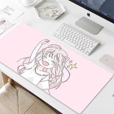 Large Cute Girl Mouse Pad Kawaii Girl Waterproof Desktop Oil proof Non slip Desk Anime Pink Mousepad Laptop Notebook Desk Mat