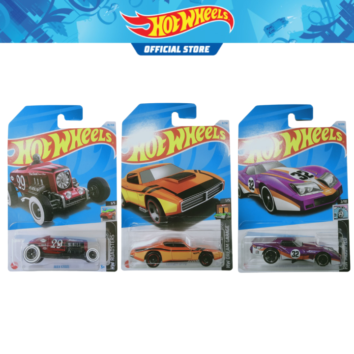 Hot Wheels Basic Car Die-cast Vehicle Pack Of 3 Custom Otto, Corvette 